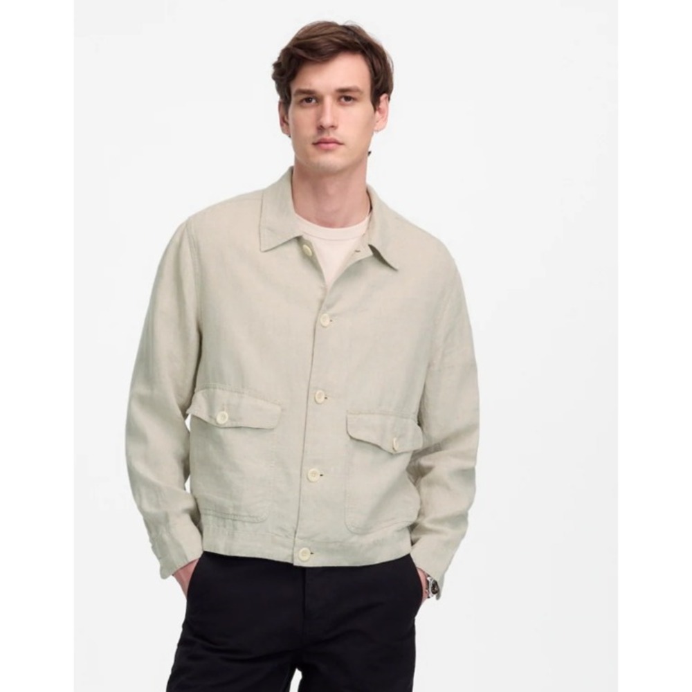 Madewell Mens 100% Linen Shirt Jacket Oatmeal Beige XS NWT